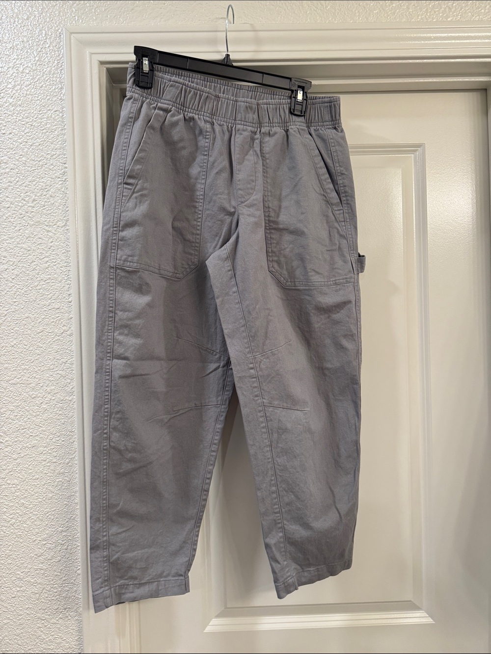Womens Old Navy High Waisr Elastic-Waist Gray Barrel Pants